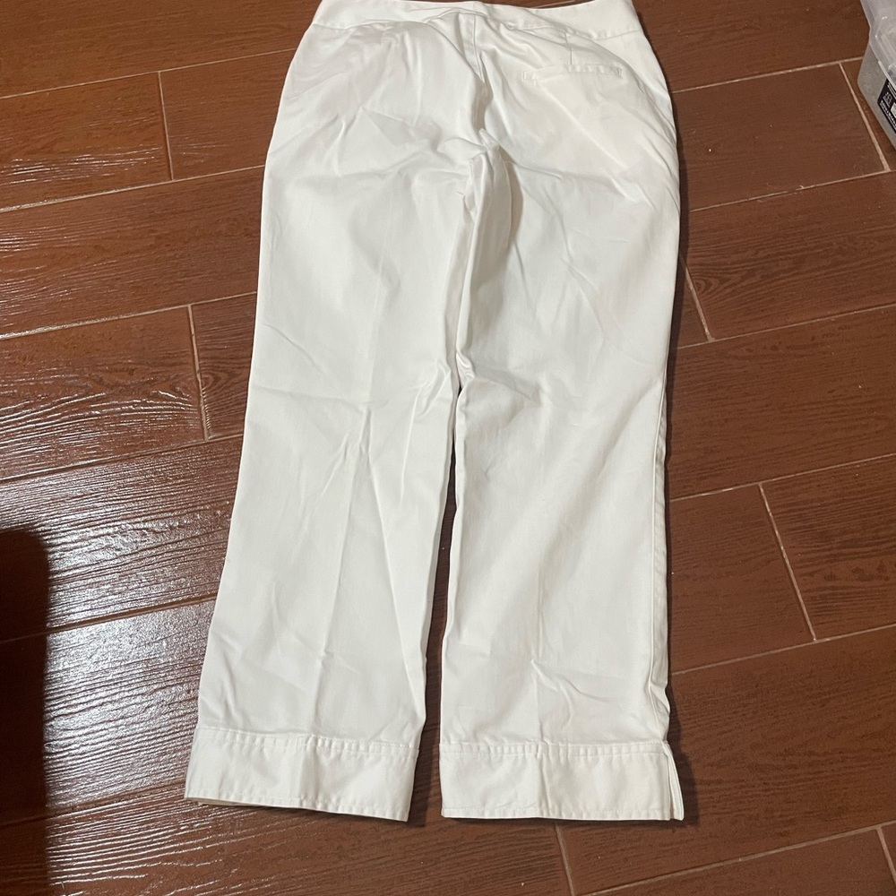 Nygard Collection White Capri pant cropped peddle pusher 6 cuffed cotton spandex - Picture 6 of 12